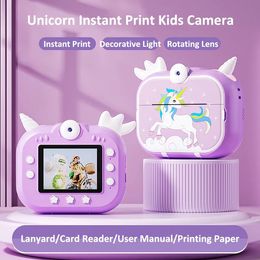 2.4 inch IPS Instant Print Digital Camera for Kids Toddler Camera with Zero Ink Print Paper 48M PIXELS Children Toy Camera Christmas Birthday Kids Camera
