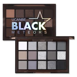 UCANBE Smokey Black Eyeshadow Palette 15 Colours Dark Shimmer Matte Metallic Makeup Pallet High Pigmented Grey Silver 240124
