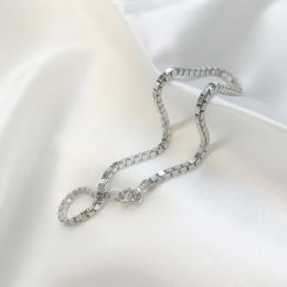 Necklace 2mm width 925 Sterling Silver Box Chain Bracelets for Women Friendship Bracelete Mens Jewelry Pulseira Feminina Pulseras Mujer