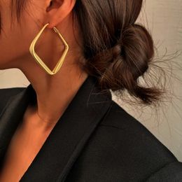 2023 Fashion Gold Colored Large Shape Earrings for Women's Extruded Metal Geometry Irregular Round Earrings Jewelry 240129