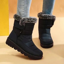 Boots Thicken Plush Waterproof Snow Boots for Women 2023 Winter Warm Fur Platform Ankle Boots Woman Plus Size 44 Non Slip Cotton ShoesL2401