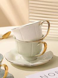 Cups Saucers Exquisite Luxury Ear Hanging Coffee Cup High End Ceramic Water With Dessert Plate Nordic Afternoon Teacup Kitchen Utensils