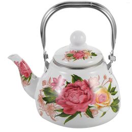 Dinnerware Sets Enamel Teakettle Floral Teapot Water Kettle Infuser Vintage Tea Pot Stove Top Enamelled Home Kitchen Small Retro