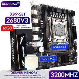 Motherboards Atermiter X99 D4 Motherboard Set With Xeon E5 2680 V3 LGA2011-3 2680V3 CPU 16GB 3200MHz DDR4 REG ECC RAM Memory NVME M.2