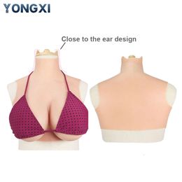 Men's Cosplay Close to Ear Design Silicone Breasts Dress for the Sissy Costume Artificial Chest D E Cup