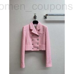 Women's Jackets designer Shenzhen Nanyou Huo~High version 2024 early spring new product light pink double breasted short woolen suit jacket for women HLDW