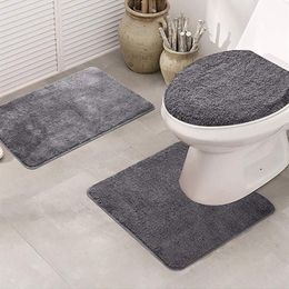 3pcs Toilet Cover Seat Non-Slip Fish Scale Bath Mat Bathroom Kitchen Carpet Doormats Decor Warm Soft Cushion WC Cover #T Y200108220O