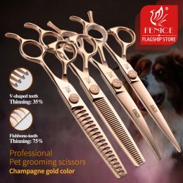 Scissors Fenice JP440C Steel 6.5/6.75/7/7.25/7.5 inch Pet Dogs Grooming Scissors Set Straight Curved Thinning Shear Scissors For Dogs