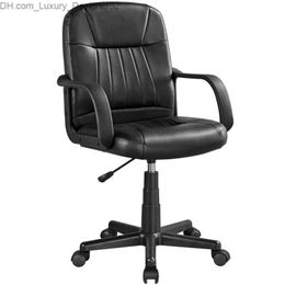 Other Furniture Adjustable Faux Leather Swivel Office Chair Black Home Ergonomic Desk Mesh Computer Q240129