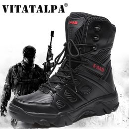 Men Tactical Military Boots Mens Casual Shoes Leather SWAT Army Boot Motorcycle Ankle Combat Black Botas Militares Hombre 240126