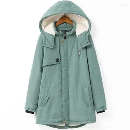 Women's Trench Coats Style Plus Size Winter Warm Long Woman Parkas Pockets Korean Solid Zipper Hooded Thick Female Sleeve