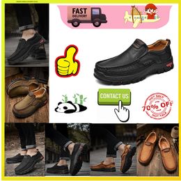 Hiking Casual Platform Flat Luxury Designer Leather genuine oversized loafers for men Anti slip wear resistant leather Training sneakers