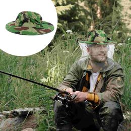 Berets Mosquito Net Outdoor Camouflage Shawl Cap Mask Bucket Mesh Hat Anti-Bee Insect Cape