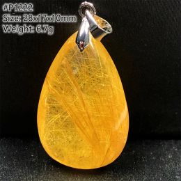Pendants Natural Gold Rutilated Quartz Necklace Pendant Jewelry For Woman Lady Man Healing Wealth Gift Crystal Beads Rare Gemstone AAAAA