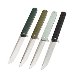 Guan2399 Flipper Folding Knife D2 Satin Drop Point Blade Stainless Steel with G10 Handle Ball Bearing EDC Pocket Folder Knives