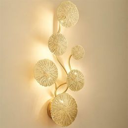 Indoor Living Room Decoration Wall Lamp With G4 LED Bulbs Bedroom Bedside Lighting Lamp Fixtures Lotus Leaf Shape Wall Sconce MYY238T