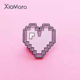 Brooches Retro Pixel Purple Heart Enamel Pin Cute Funy Backpack Hats Accessories Pins For Friends