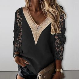 Women's Blouses Fashion Summer Top Anti-pilling Chiffon Shirt Crochet Floral Pattern Versatile Colour Matching Women Tee