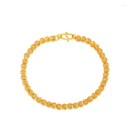 Link Bracelets Jewelry Plated 24K Gold Alloy Fashion Retro Copper Money Bracelet Ladies Creative Watch Chain Personality
