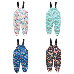 2024 Baby Girls Rain Pants Waterproof Boys Jumpsuit Sport Children's Bib Overalls Winter Toddler Kids Raincoat Trousers Clothes 240127