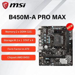 Motherboards MSI B450M A PRO MAX Motherboard MATX AMD B450 DDR4 4133 MHz M.2 SATAIII USB3.2 Support CPU Socket AM4 Mainboard