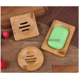 Soap Dishes Natural Carbide Wood Dish Container Box Shower Board Bathroom Rack Inventory Wholesale Drop Delivery Home Garden Bath Ac Dhwg4