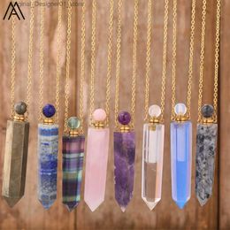 Fragrance Natural Crystal Point Perfume Bottle Necklace For Women Long Gemstone Essential Oil Diffuser Jewelry Party Birthday Gifts Q240129