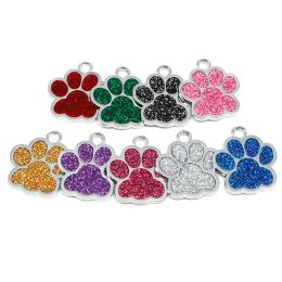 Tags Wholesale 20Pcs Charm Dog Paw Pendants Jewellery Making DIY Key Chain Blank Dog ID Tags Keyring Hang Charms Pet Collar Accessories