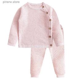 Clothing Sets Autumn Winter Baby Girls Solid Colour Clothing Newborn Baby Clothes Suit Ins Infant Sweater Pyjama Set