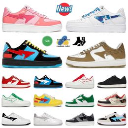 High Quality Casual SK8 Shark Patent Leather White Khaki Blue Grey ABC Camo Green Paste Pink Como Combo Red Mens Womens Sneaker Sta Schuhe Platform Shoes