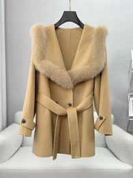 Casual Dresses 2024 Autumn/Winter Fur Grass Double Sided Cashmere Coat For Women's Mid Length Design And Age Reducing Woolen