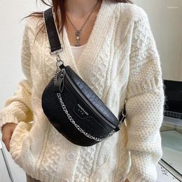 Waist Bags Fashion Female Belt Bag Chain Lady Handbags Fanny Pack High Quality Leather Designer Shoulder Crossbody Chest