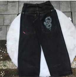 Fashion Men's Jeans Streetwear JNCO Y2k Hip Hop Cartoon Graphic Print Vintage Baggy Black Pants Men Women High Waist Wide Leg Trousers