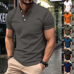 Men's T Shirts Fashion Spring And Summer Casual Short Sleeved Buttons Lapel Shirt Men Compression Cotton Soft