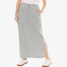 Plus Size Drawstring Waist Long Summer Spring Knot Skirt Elastic Waist Pocket Slits Ankle Length Casual Grey Sport Skirt 7XL 8XL240127