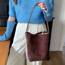 Evening Bags Fashion Faux Suede Bucket Bag Mini Shoulder Bags for Women 2024 High Quality Purses and Handbags Designer Shopper Tote Clutch