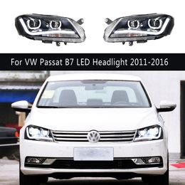 For VW Passat B7 LED Headlight Assembly 11-16 LED Daytime Running Light Dynamic Streamer Turn Signal Indicator Auto Parts