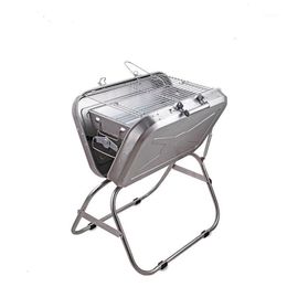 Outdoor BBQ Grill Portable Barbecue Suitcase Grill Stainless Steel Folding1254L