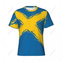 Men's T-Shirts Custom Name Nunber Sweden Flag Colour Men Tight Sports T-shirt Women Tees jersey For Soccer Football Fans