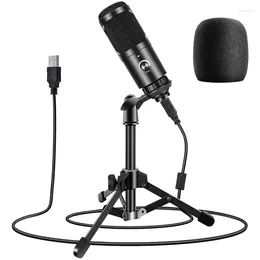 Microphones USB Podcast Microphone 192KHZ Condenser Mic With Mount Foam Cap For Streaming Youtube Videos Vocal Recording