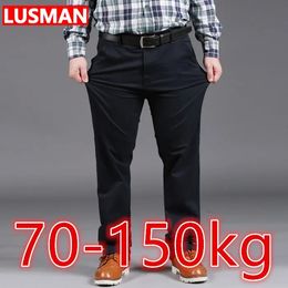 Fat Men Casual Pants Plus Size 3450 Casual Trousers Black Long Pants Stretch Fabric Loose Baggy Pants Big Size for 70150kg 240124