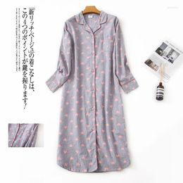 Women's Sleepwear Autumn And Winter Nightgowns For Women Cotton Flannel Long Sleep Shirt Sleeve Nightshirt Button Down Pajamas Sleepdress