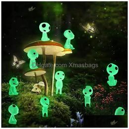 Novelty Items 10Pcs Luminous Tree Elf Micro Landscape Character Decoration Outdoor Glowing Miniature Garden Statue Potted Plant Inve Dhcgx