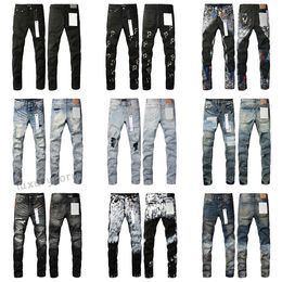 Mens Purple Jeans Designer Mens jeans Fashion Men Black Pants High Street Brand Patch Hole Denim Straight Retro Streetwear Casual Sweatpants Joggers Pant