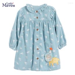Girl Dresses Little Maven 2024 Casual Dress Cotton Soft And Comfort Baby Girls Spring Autumn Clothes Frocks For Kids 2-7 Year