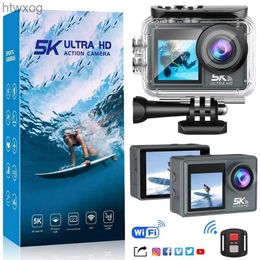 Sports Action Video Cameras 5K WiFi Anti-shake Action Camera 5K 30FPS Dual Screen 170 Wide Angle 30m Waterproof Sport Camera Diving Cam with Remote Control YQ240129