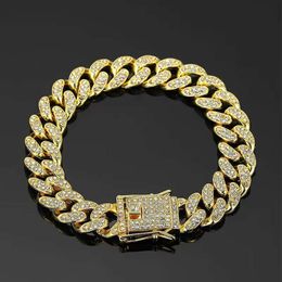 Diamond Cuban Chain Bracelet Men's Fashion Hip Hop King Jia Er Same Style Dense Diamond Full Diamond Thick Cuban Necklace Men's Fashion