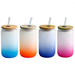 Wine Glasses Colour Frosted Glass Cup Drink Juice Water With Streaw And Bamboo Lid Coke Beer Tumblers