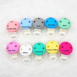 Necklace Chenkai 10PCS Silicone Round Teether Clips DIY Baby Pacifier Dummy Chain Holder Clips Soother Nursing Jewellery Toy Plastic Clips