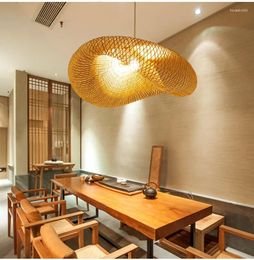 Pendant Lamps HandMade Vintage Bamboo Weaving LED Light Home Hanging Chandelier Lighting Living Room Kitchen Rattan Woven Lamp